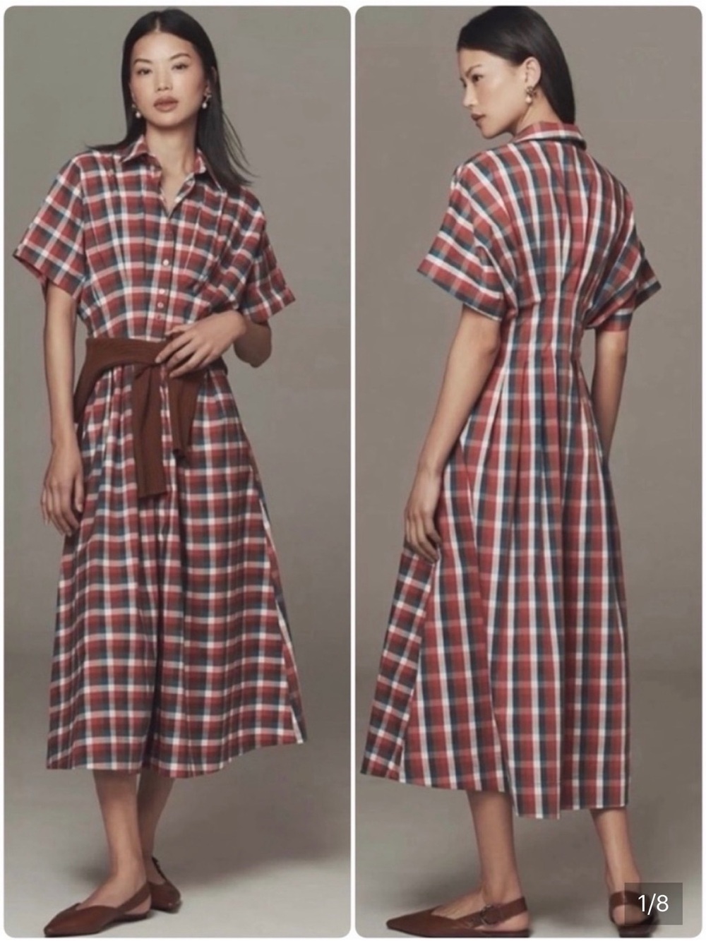 NWT Anthropologie Exquise "The Tobie" button-front midi shirt dress S $198